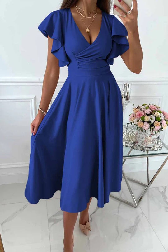 EB | Elegantes Midi Kleid mit Schmetterlingsärmeln