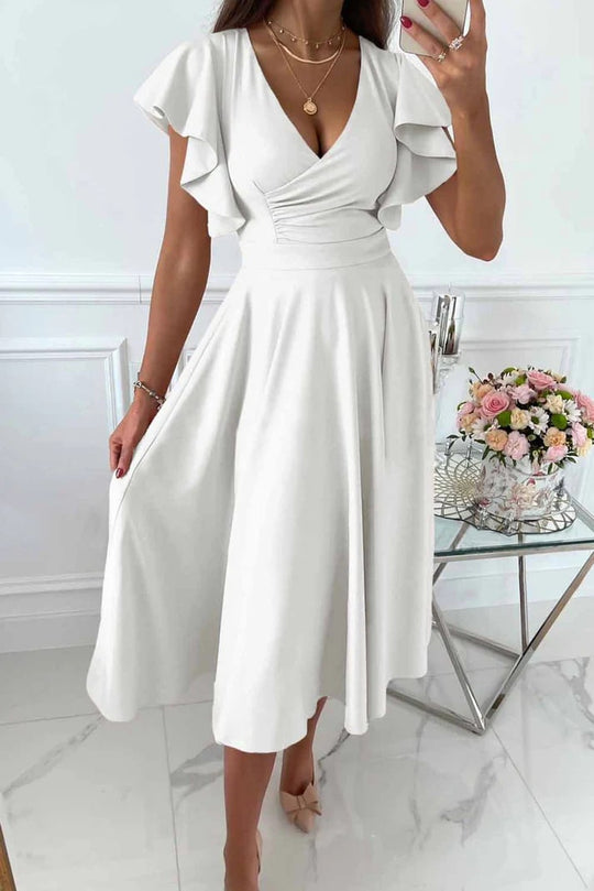 EB | Elegantes Midi Kleid mit Schmetterlingsärmeln