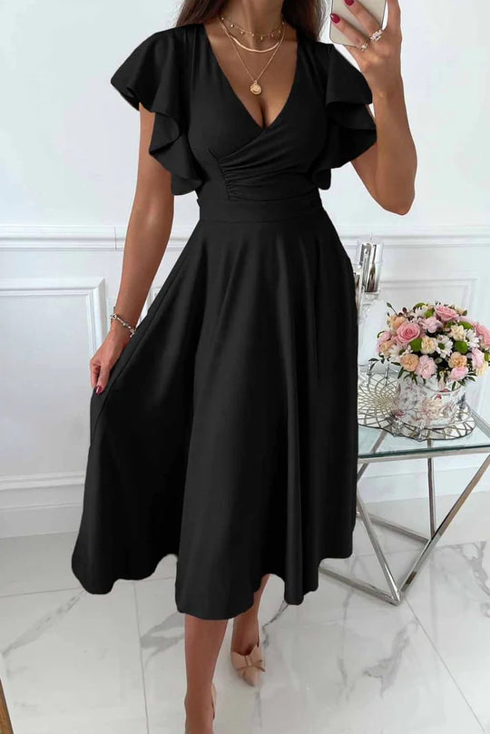 EB | Elegantes Midi Kleid mit Schmetterlingsärmeln