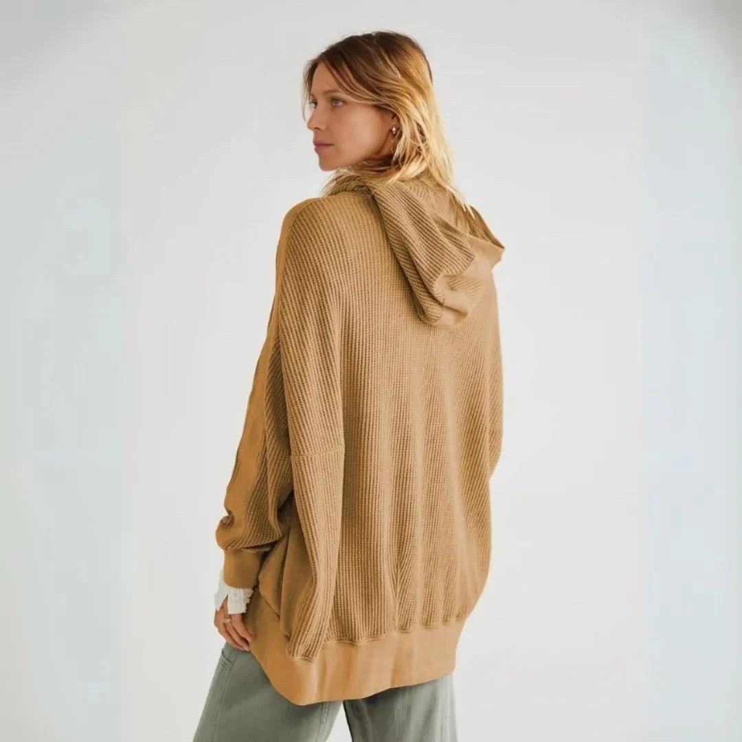 EB | Übergroße Waffel-Strick Zip-Hoodie