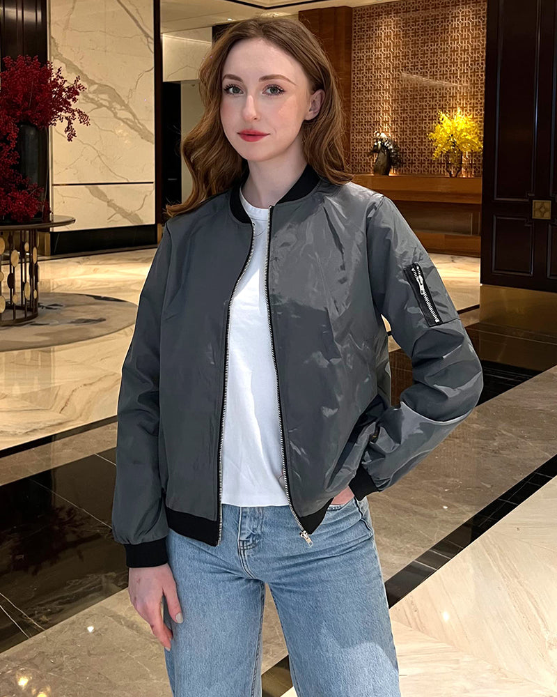 EB | Klassische Bomberjacke mit Taschen für Frauen