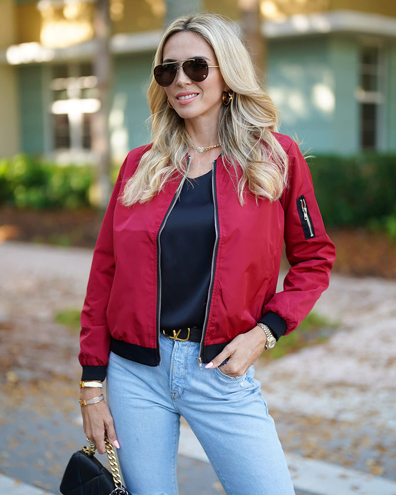 EB | Klassische Bomberjacke mit Taschen für Frauen
