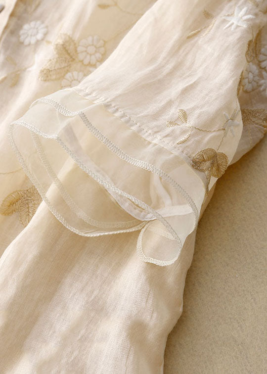 EB | Bestickte Baumwoll Leinen Bluse