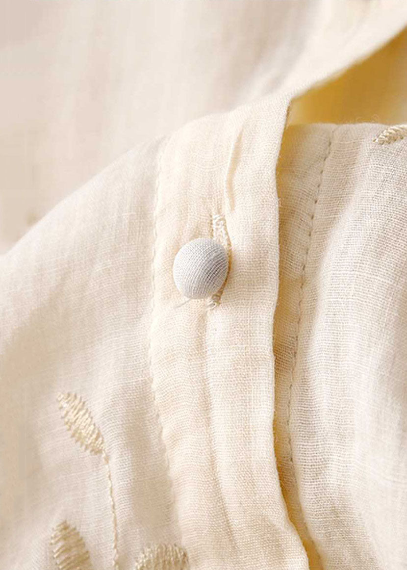 EB | Bestickte Baumwoll Leinen Bluse