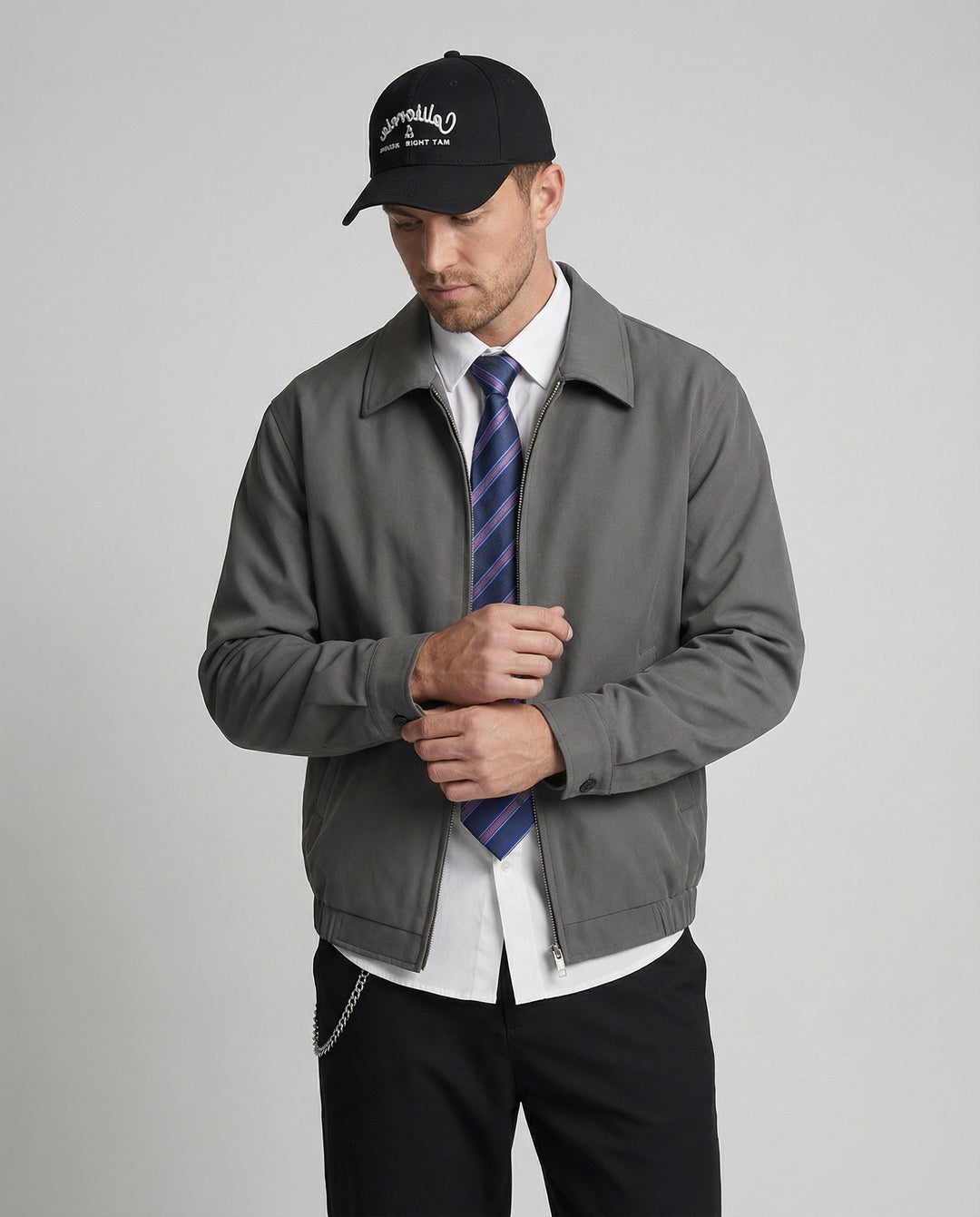 Herren Kurz-Blazer Retro Baseball Jacke mit Schulterpolstern