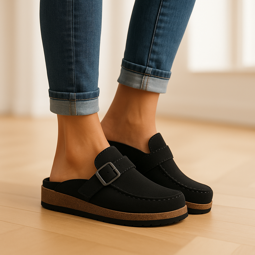 Clogs - Slipper - Schnalle - Mules - Damenschuhe EB