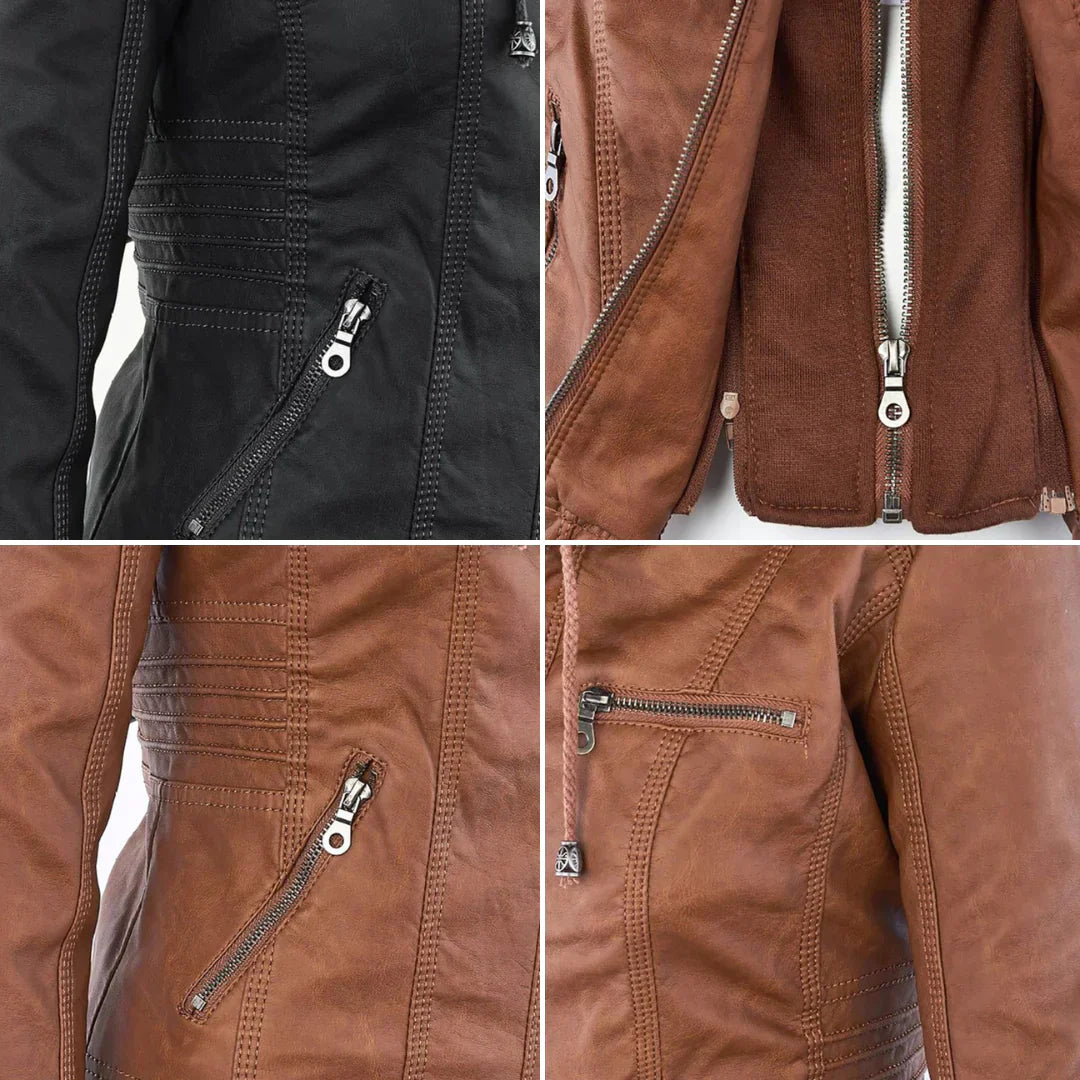 EB | Elegantes Motorradjacke mit Kapuze Aus Hochwertigem Leder