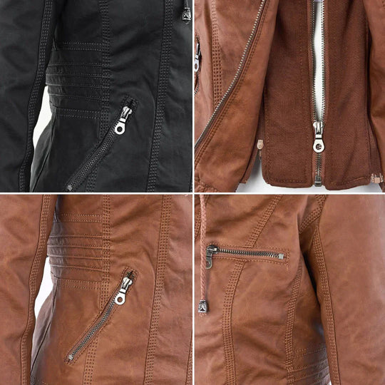 EB | Elegantes Motorradjacke mit Kapuze Aus Hochwertigem Leder