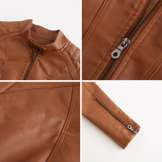 EB | Klassische Lederjacke Mit Reißverschlussdesign