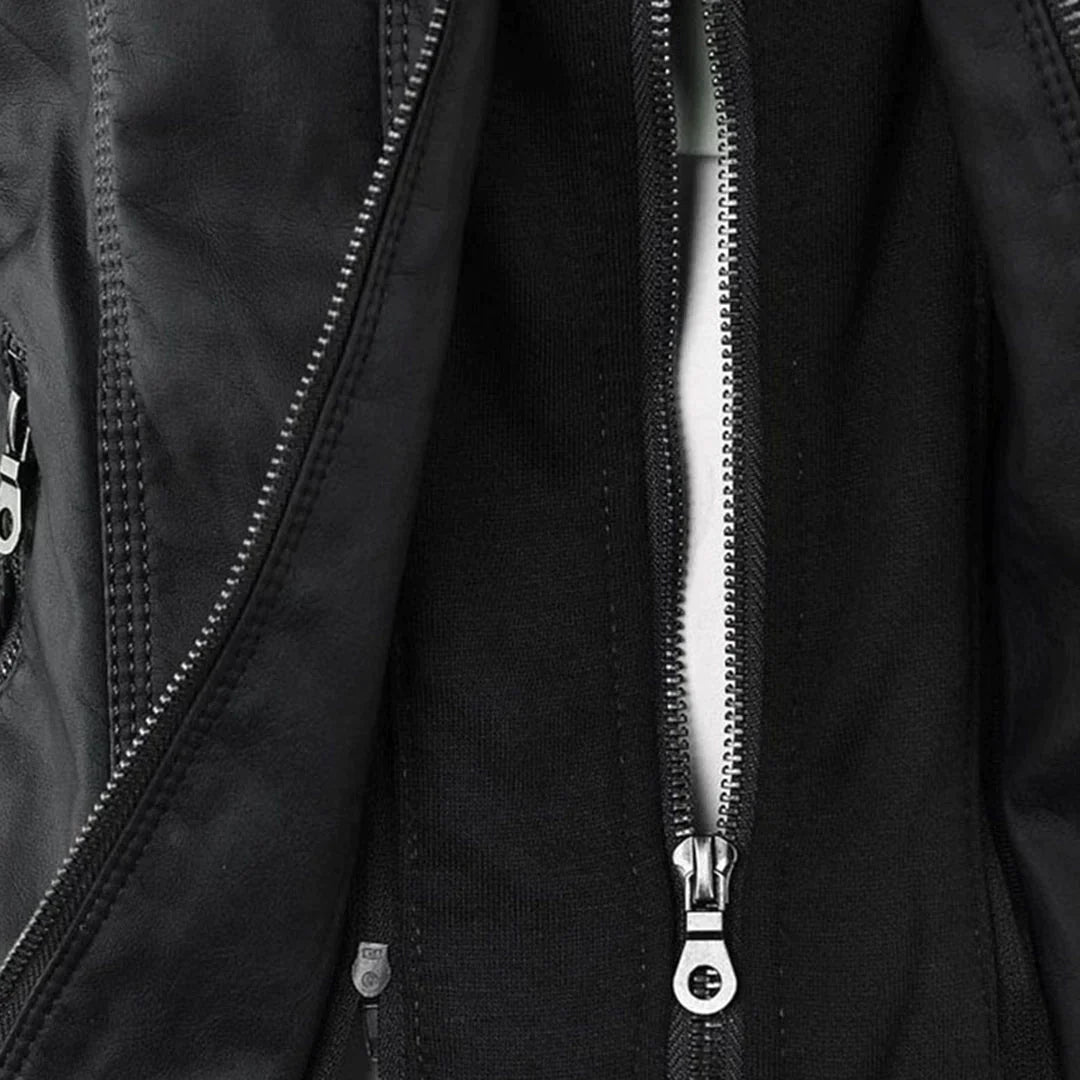 EB | Elegantes Motorradjacke mit Kapuze Aus Hochwertigem Leder