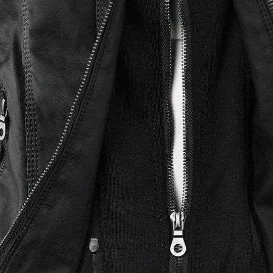 EB | Elegantes Motorradjacke mit Kapuze Aus Hochwertigem Leder