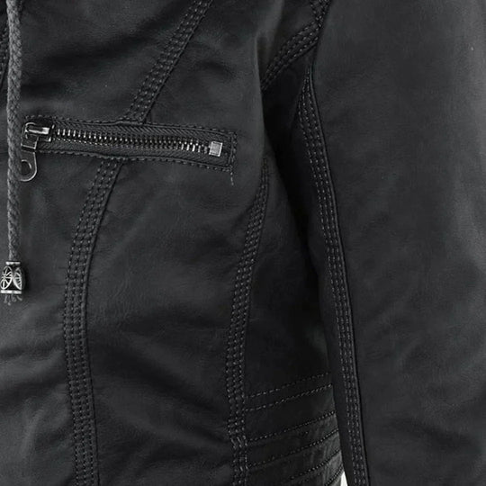 EB | Elegantes Motorradjacke mit Kapuze Aus Hochwertigem Leder