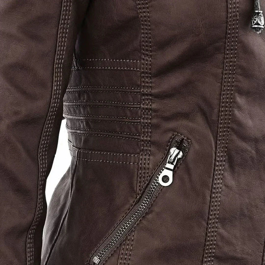 EB | Elegantes Motorradjacke mit Kapuze Aus Hochwertigem Leder