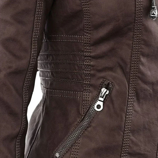 EB | Elegantes Motorradjacke mit Kapuze Aus Hochwertigem Leder