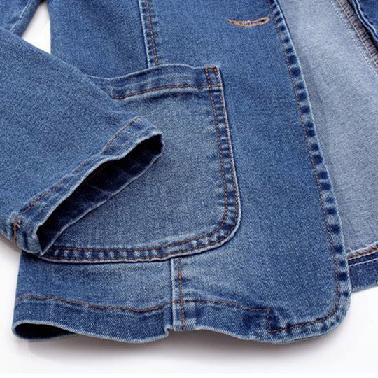 EB | Vintage blauer Denim-Blazer mit Taschen und Knopf Perfekt für lässige Tage