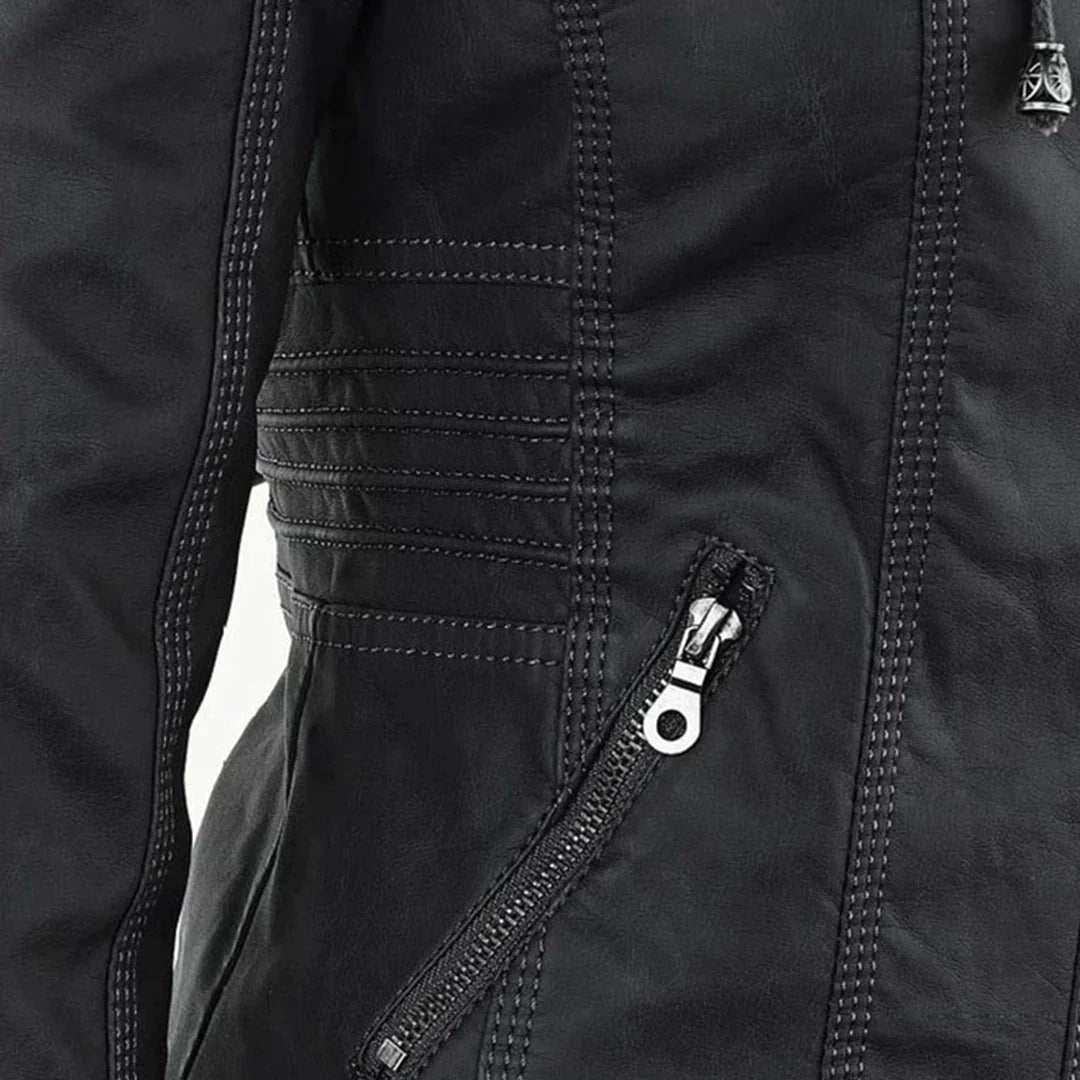 EB | Elegantes Motorradjacke mit Kapuze Aus Hochwertigem Leder