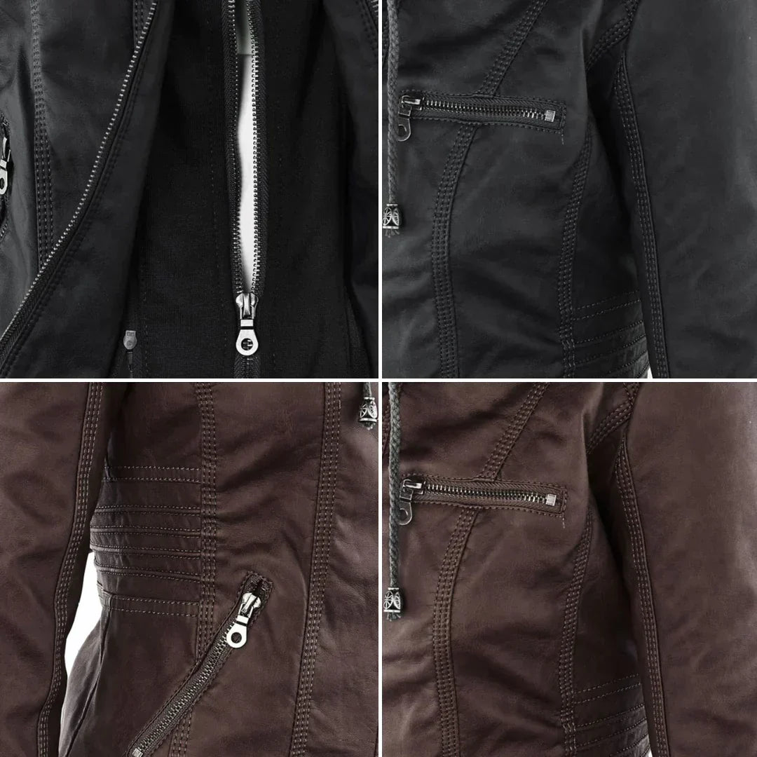 EB | Elegantes Motorradjacke mit Kapuze Aus Hochwertigem Leder