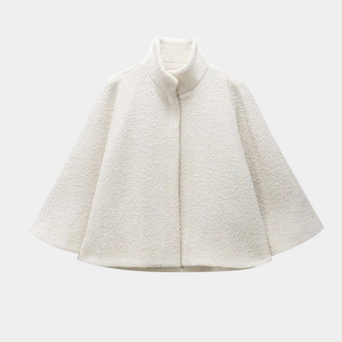 EB | High Neck Cape Mantel Elegante a Linien Swing Jacke