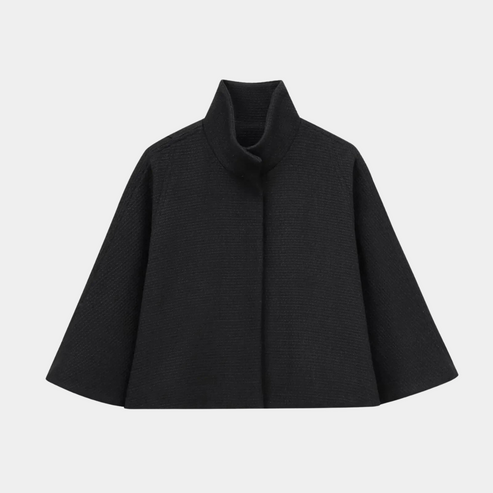 EB | High Neck Cape Mantel Elegante a Linien Swing Jacke