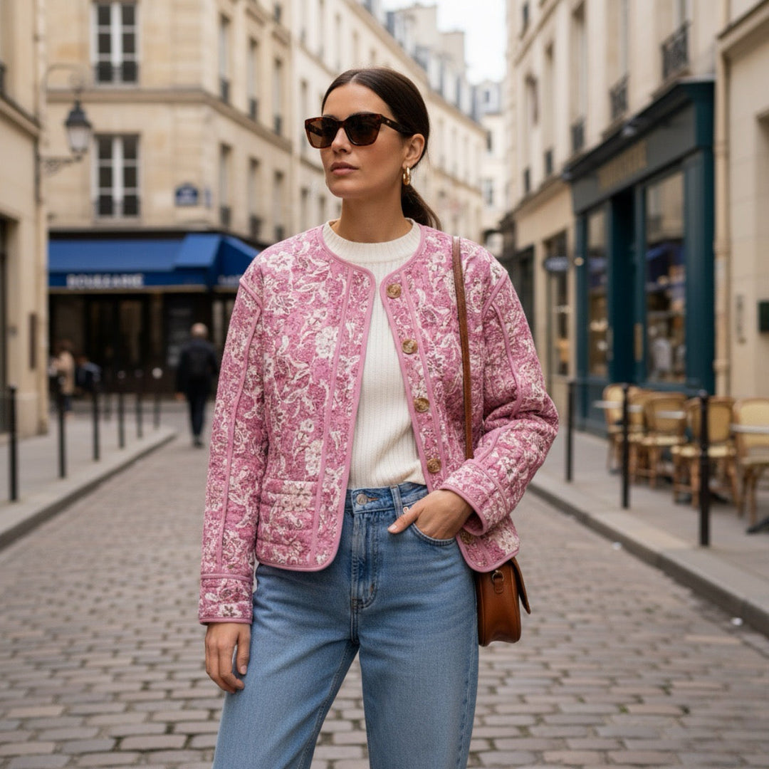 EB | Blümchen-Steppjacke Gefüttert Damen