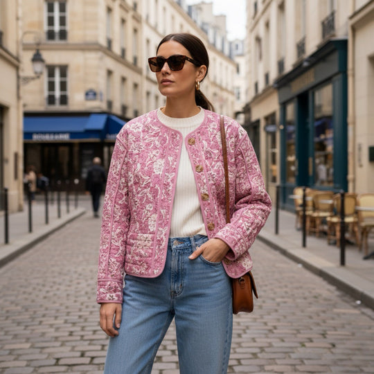 EB | Blümchen-Steppjacke Gefüttert Damen