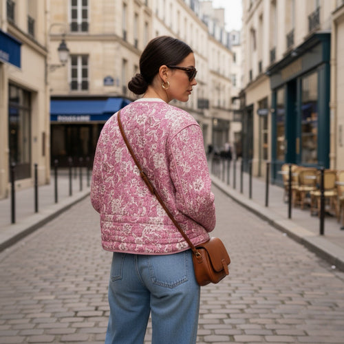 EB | Blümchen-Steppjacke Gefüttert Damen