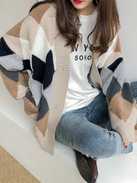 EB | Karierter Knopf-Cardigan