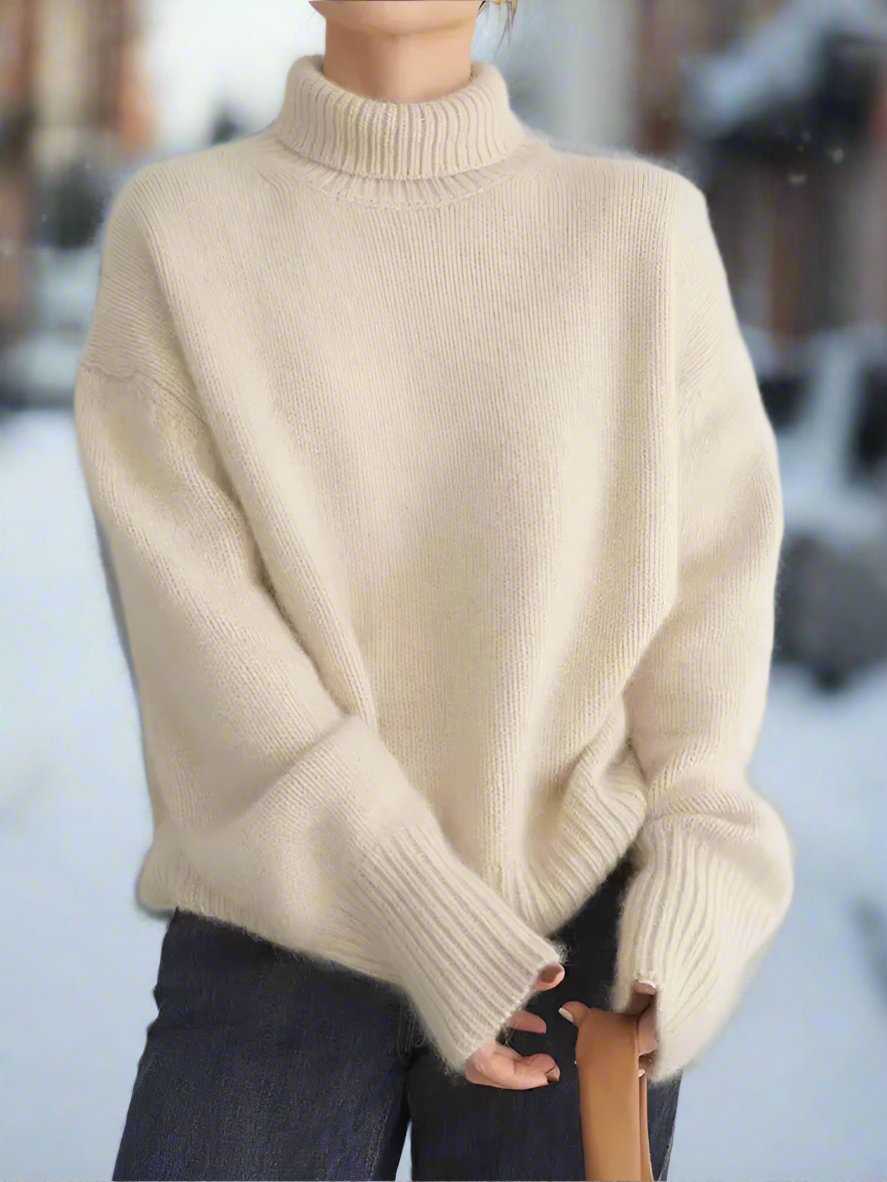 EB | Rollkragenpullover Weiches Strickmaterial Oversized Passform Lange Ärmel