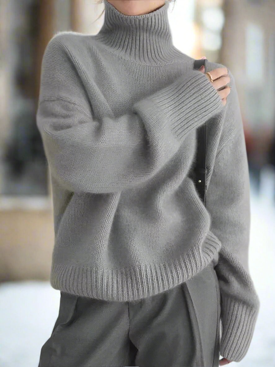 EB | Rollkragenpullover Weiches Strickmaterial Oversized Passform Lange Ärmel