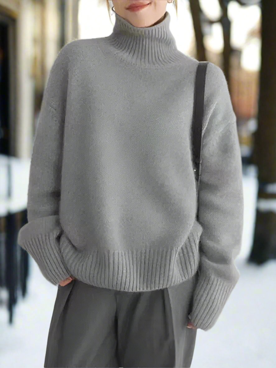 EB | Rollkragenpullover Weiches Strickmaterial Oversized Passform Lange Ärmel