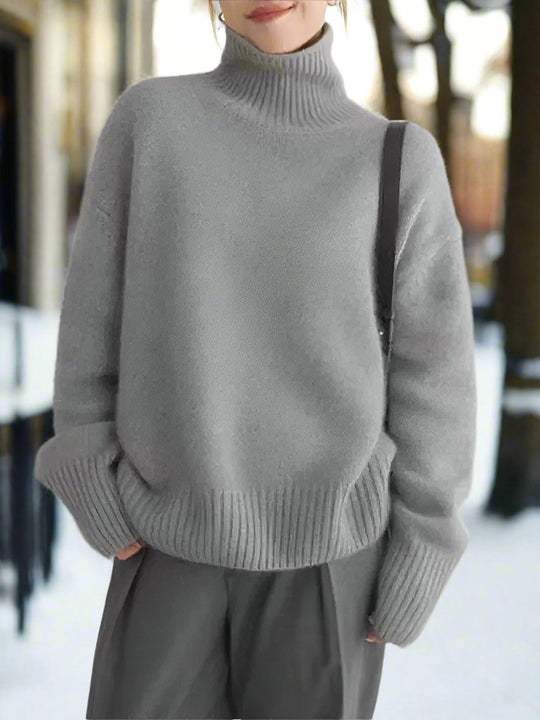EB | Rollkragenpullover Weiches Strickmaterial Oversized Passform Lange Ärmel