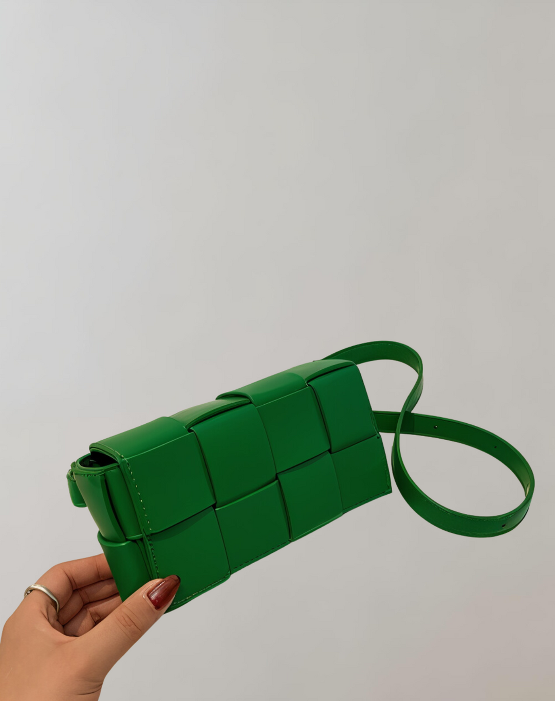 EB | Geblockte Umhängetasche Vegan Leder Damen Geflochtene Tasche Frauen