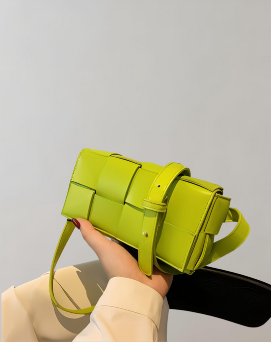 EB | Geblockte Umhängetasche Vegan Leder Damen Geflochtene Tasche Frauen