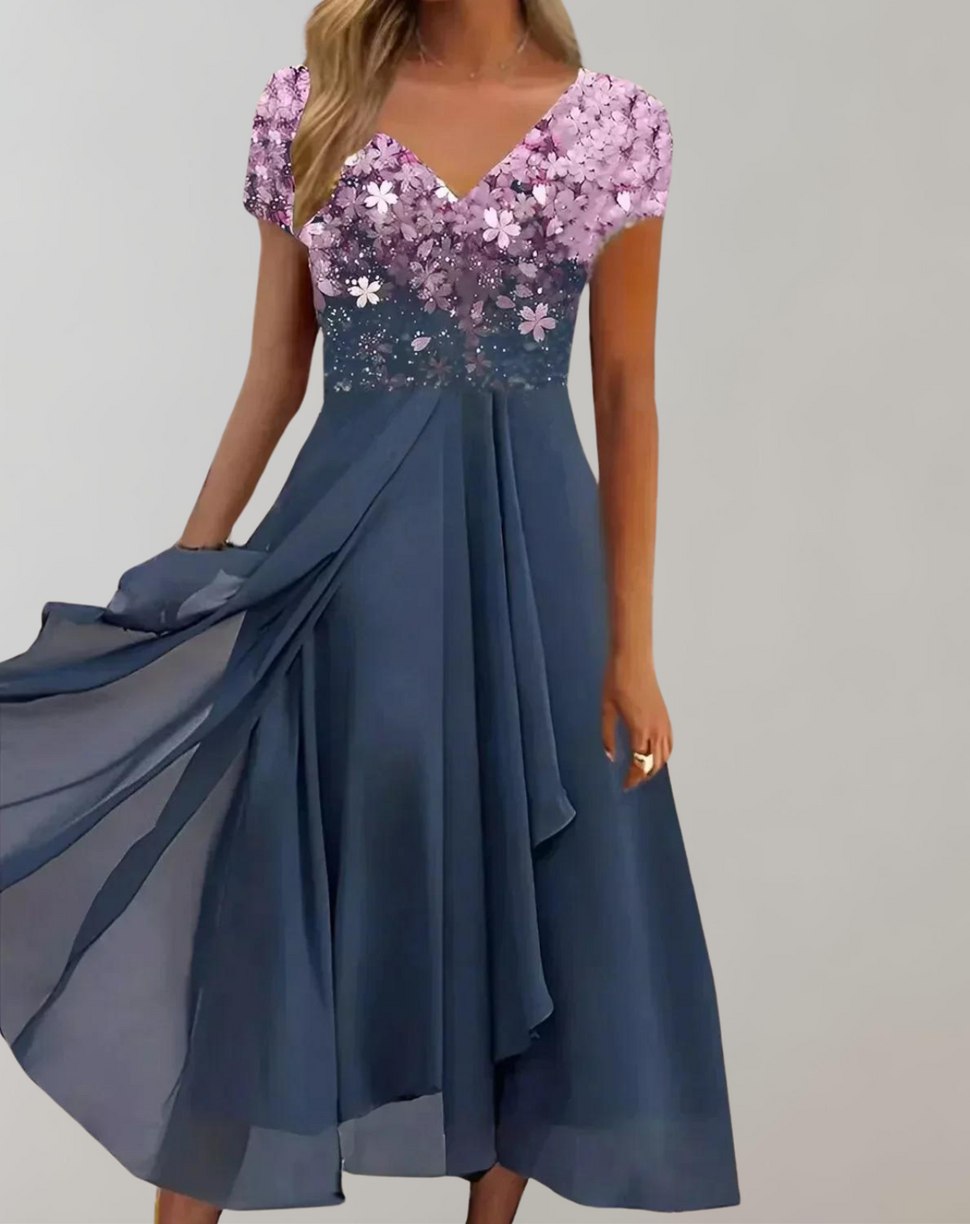 EB | Kleid mit Leuchtenden Blumen Abendkleid für Damen Glänzendes Topkleid