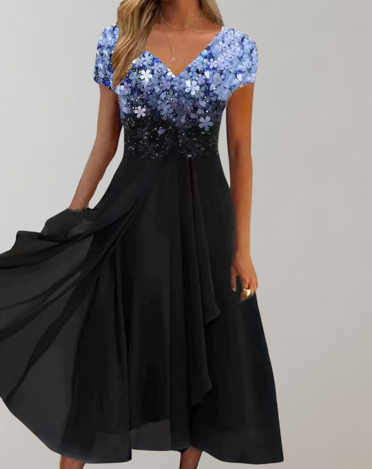 EB | Kleid mit Leuchtenden Blumen Abendkleid für Damen Glänzendes Topkleid
