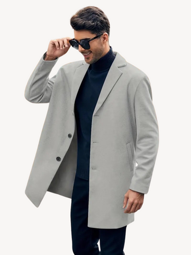 EB | Trench Mantel Maßgeschneiderte Passform Wool Feel Mittlere Länge Reverskragen 3-Knopf-Verschluss