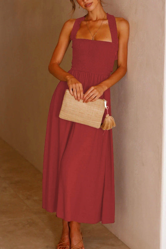 EB | Crisscross Tie-Back Midi Kleid