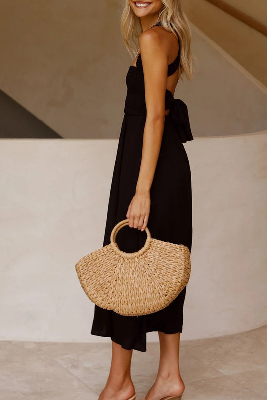 EB | Crisscross Tie-Back Midi Kleid