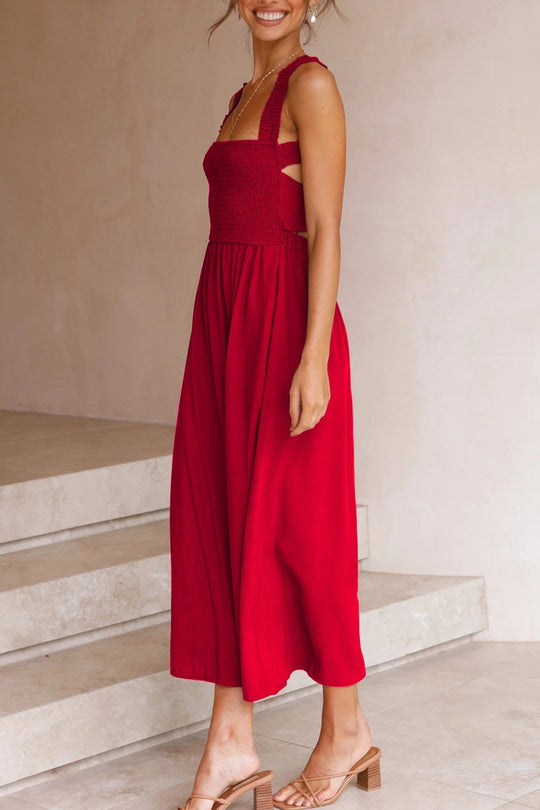 EB | Crisscross Tie-Back Midi Kleid