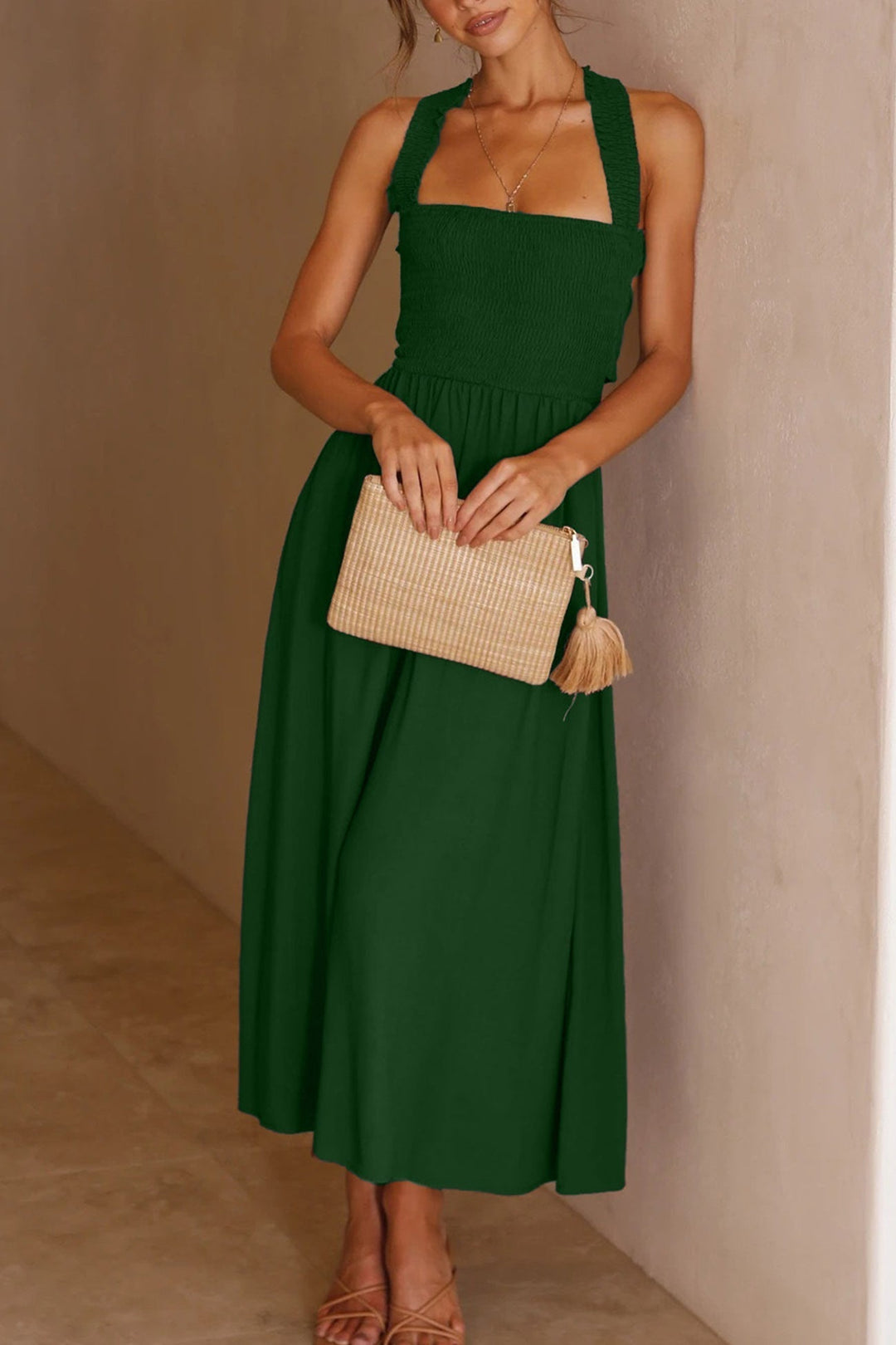 EB | Crisscross Tie-Back Midi Kleid