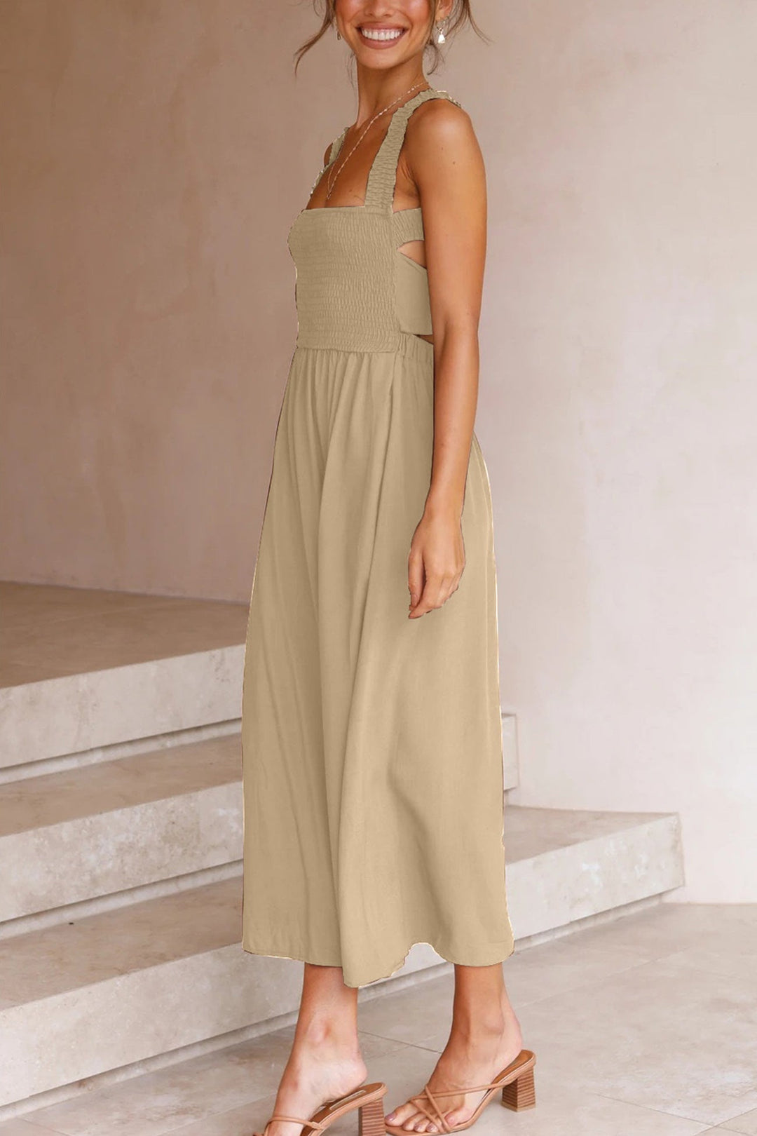 EB | Crisscross Tie-Back Midi Kleid