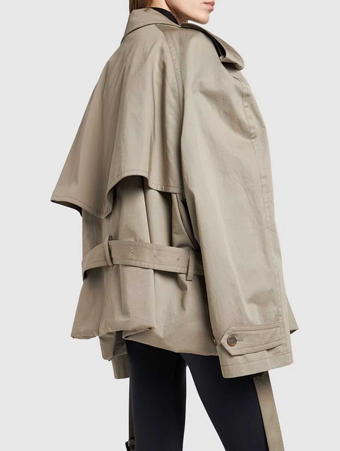 EB | Damen Moderne Gekürzte Trenchcoat mit Langen Ärmeln