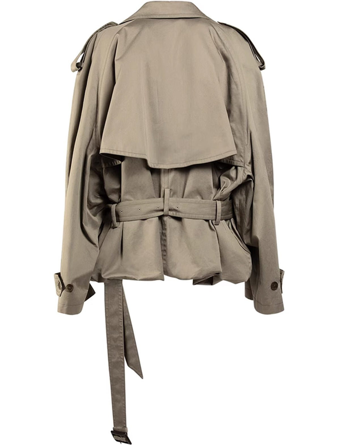 EB | Damen Moderne Gekürzte Trenchcoat mit Langen Ärmeln