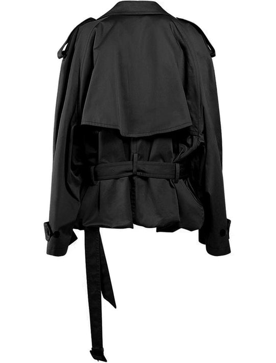 EB | Damen Moderne Gekürzte Trenchcoat mit Langen Ärmeln