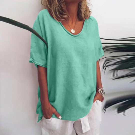 EB | Damen Rundhals-Shirt Unifarben