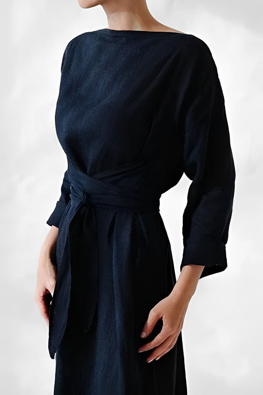 EB | Leinen Wickel Maxikleid