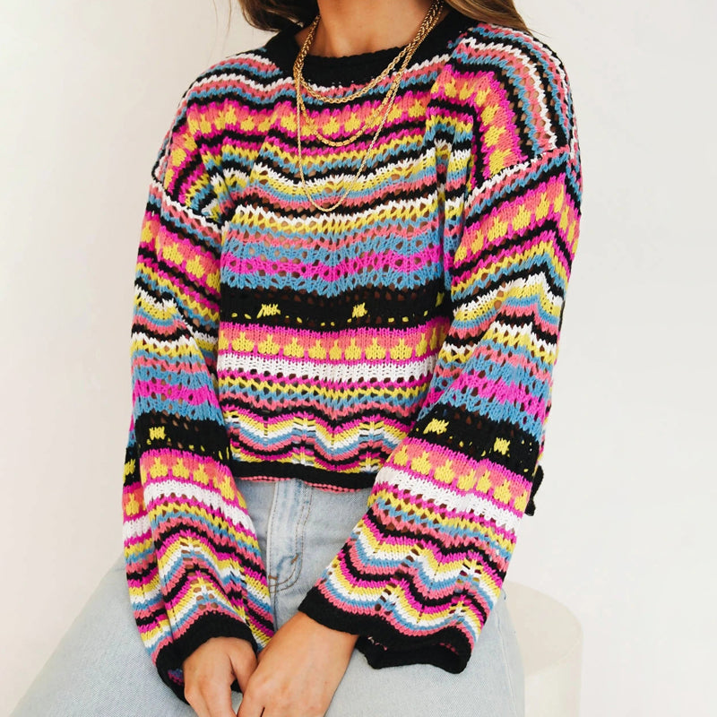 EB | Bunte Strickjacke mit Muster Acryl Trendy und Bequem
