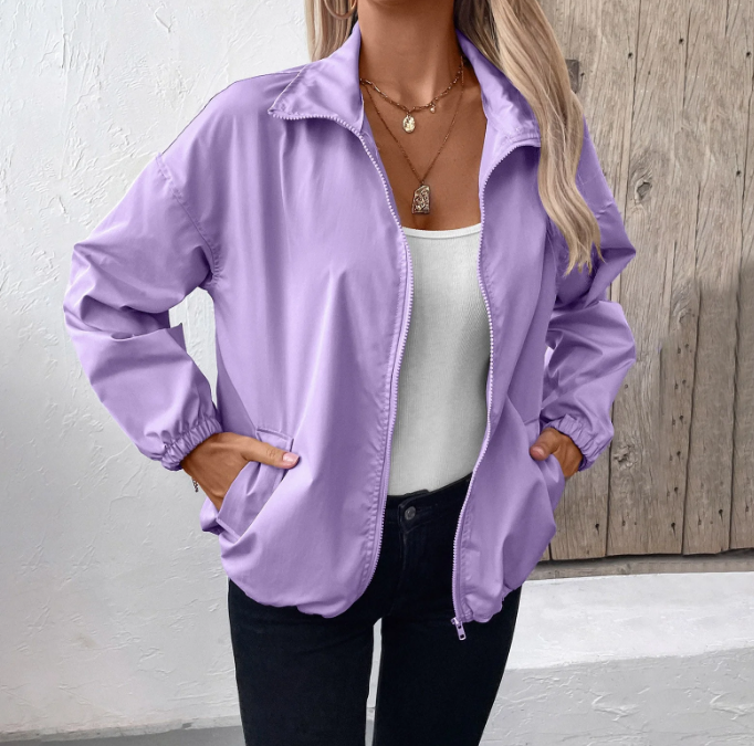 EB | Herbstjacke mit Reißverschluss und Hohem Kragen, Leicht