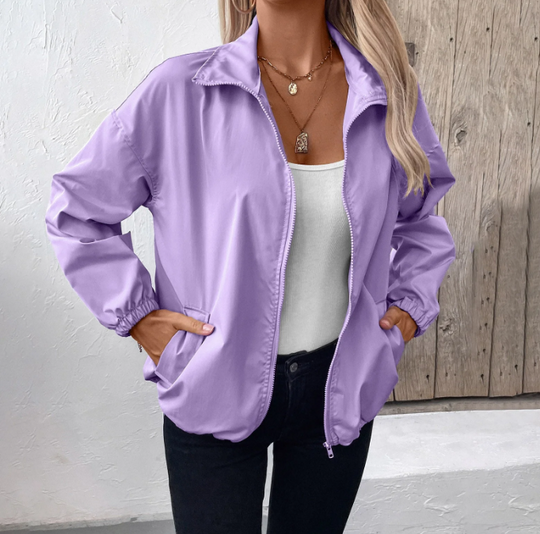 EB | Herbstjacke mit Reißverschluss und Hohem Kragen, Leicht