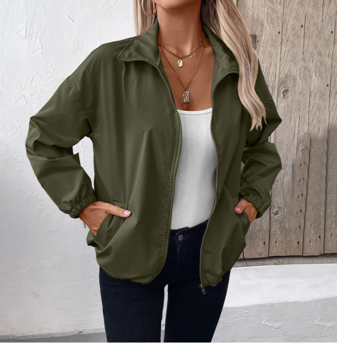 EB | Herbstjacke mit Reißverschluss und Hohem Kragen, Leicht